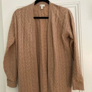 Garnet Hill Cable knit Cashmere Cardigan, XS